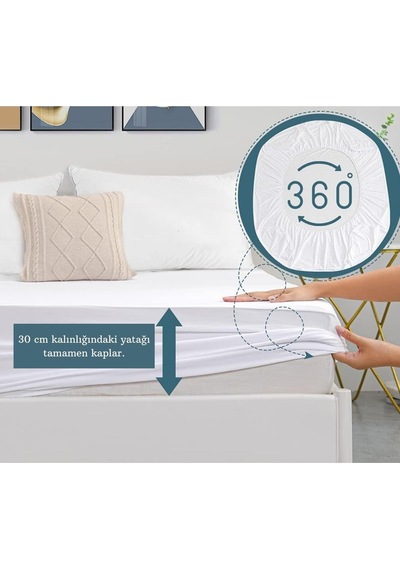 Elyaf Sepeti Fitted Tek Kişilik Su Sıvı Geçirmez Yatak Koruyucu Alez Çarşaf 90 x 190 +1 Adet Yastık Alezi 50 x 70