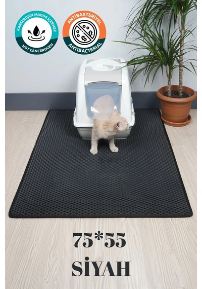 Kedi Tuvalet Önü Paspası Kedi Kumu Paspası Kedi Matıdır. Siyah