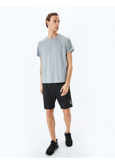 Koton Bisiklet Yaka Biyeli Kısa Kollu Spor Tişört Gri 5sam10059nk Gri