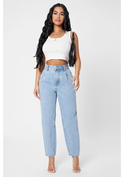 Angbutik Kadın Beyaz Kare Yaka Crop Top Bluz