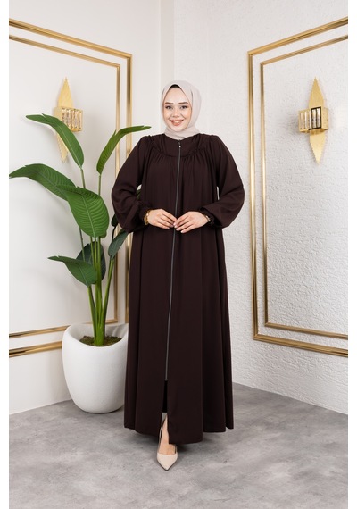 Nevayla Moda Ön Ve Arka Robalı Ferace - Acı Kahve / F0142 Acı Kahve Acı Kahverengi Nevayla Moda Ön Ve Arka Robalı Ferace - Acı Kahve / F0142 Acı Kahve Acı Kahverengi