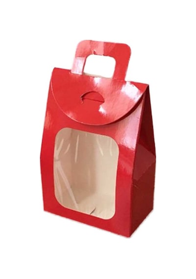 Kına Ve Çerez Çantası Pencereli Karton 7.5X11X4 (20 Adet) Kırmız