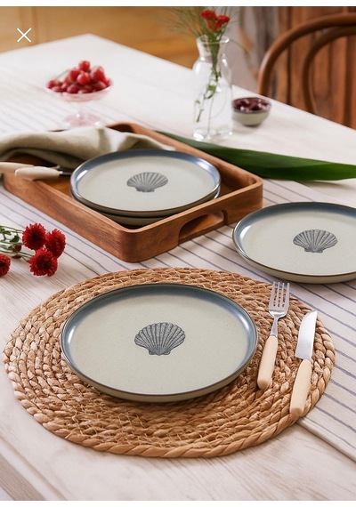 Moderna 4 Parça 21 Cm Pasta Tabağı Tarçın Midye Desenli Tarçın