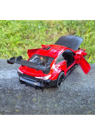 Oyuncak Spor Araba 14 Cm Metal Diecast Model Çek Bırak Açılır Kapı Bmw M4 Gt3 Competition Kırmızı