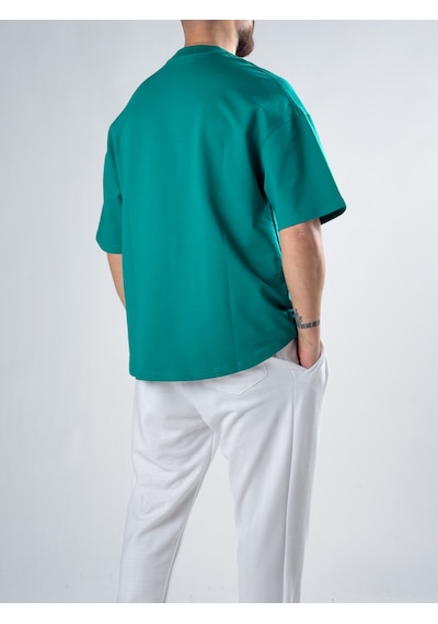 Cocopelli Erkek Yeşil Basic Oversize T-shirt Coc2914
