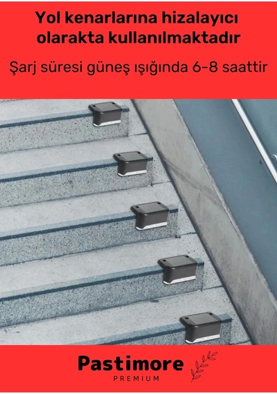 Premium Su Geçirmez Solar Güneş Enerjili Şarj Edilen Köşebent Merdiven Veranda Bahçe 4'lü Led Set