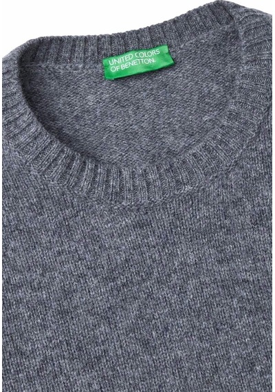 Benetton Erk Bisiklet Yaka Shetland Kazak- Lacivert