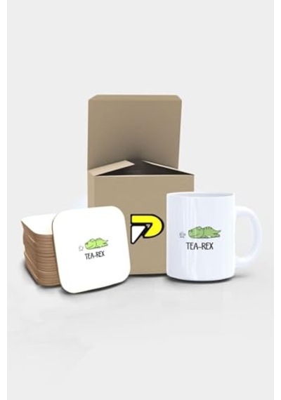 Dinazor Komik Tasarımlı Baskılı Kupa Bardak Seti Eğlenceli Özel Hediye Mug 2 Çok Renkli