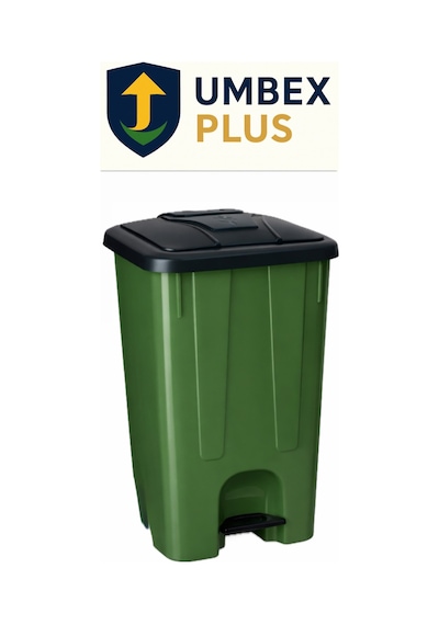 Plastik Pedallı Çöp Konteyneri 85 Litre Çöp Kovası - Isıya Dayanıklı Malzeme - Yeşil