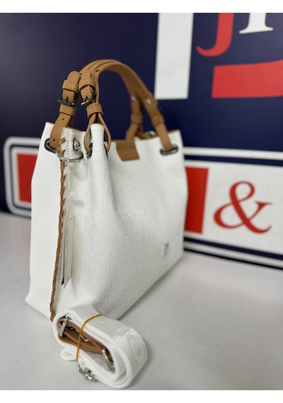Just Polo Kadın Beyaz Kabartma Desenli Mıknatıslı Çıtçıt Kapama El Çantası 4031mh