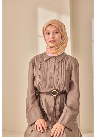 Silk Home Olinda İpek Eşarp 47002-36 Pudra, Sarı, Vizon, Pembe