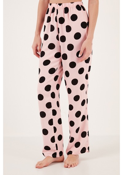 Lela Rahat Kesim Bol Paça Mono Yaka Kısa Kollu Bayan Pijama Takımı 6110290 Pembe
