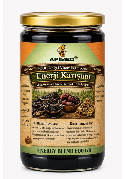 Enerji Karışımı 800 Gr Keçiboynuzu Özü, Hurma Özü Ve Propolis Ve Orman Meyveleri Özü 800gr
