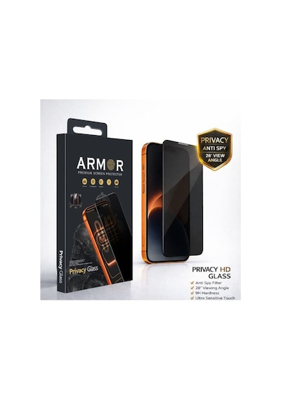 Premium Armor Series İphone 16 Pro Max İçin Uyumlu Hayalet Guard Özellikli Privacy Temperli Cam Ekran Koruyucu 28 Derece