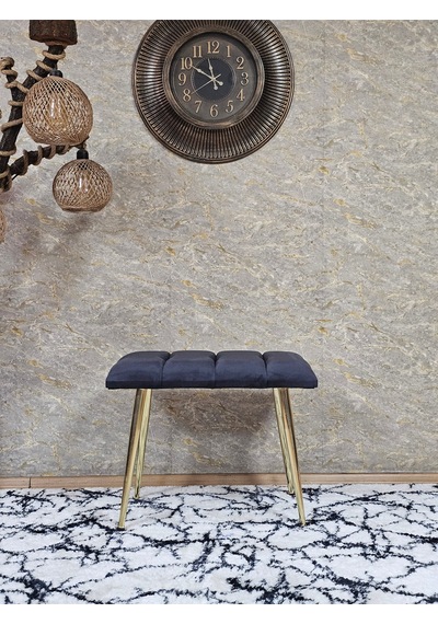 Zafir Gold Sivriltme Ayaklı 60 Cm Puf Bench - Puf - Bench - Oturak - Mutfak Oturağı - Antre Oturağı Füme