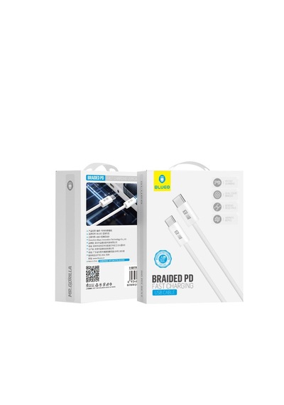 Blueo Braided PD 60W Ultra Hızlı Şarj V Data Kablosu Beyaz