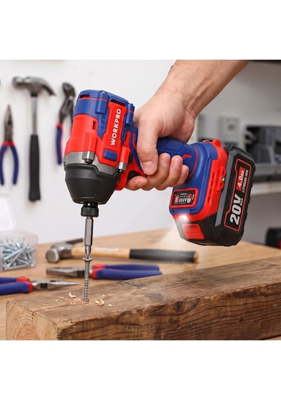 Workpro Wp390108 20volt 4.0ah. Li-ion 230nm Çift Akü Kömürsüz Profesyonel Şarjlı Darbeli Tornavida