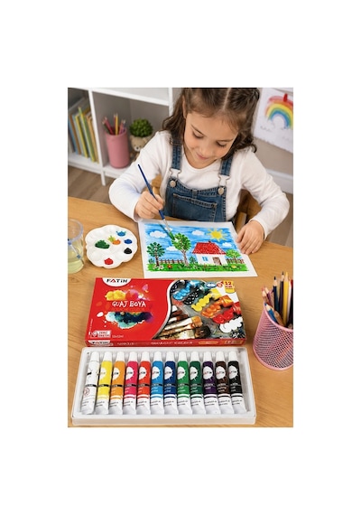 Guaj Boya 12 Renk 12 Ml 1 Paket Fatih Guaj Boya 12 Li Canlı Renkler Ahşap Tuval Taş Ağaç Resim Dersi Okul Öğrenci Çok Renkli
