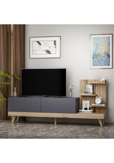 Bmdekor Tv Sehpası Desso Antrasit Ceviz 180 Cm