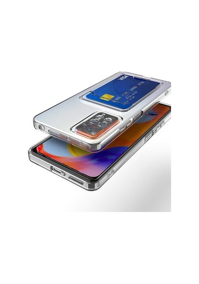 Xiaomi Redmi Note 11s İle Uyumlu Kılıf Kartlıklı Kartvizitli Şeffaf Telefon Kılıfı Kapak