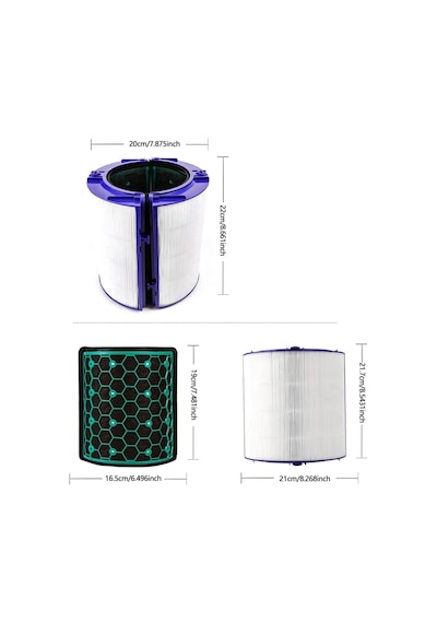Purmed Hepa Filtre + Karbon Filtre Dyson İle Uyumlu Tp04 Hp04 Dp04 Tp05 Hp05 Çok Renkli