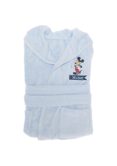 Özdilek Mickey Mouse Nakışlı Bambu Bebek Bornoz Seti Mavi Lisansl Mavi