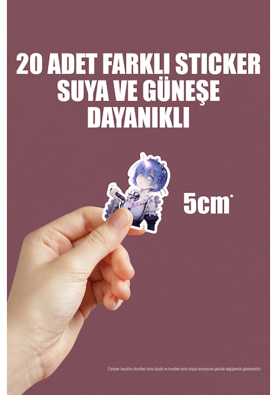 Re Zero Anime Sticker Paketi 20 Adet Çok Renkli