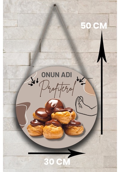 Profiterol Salonu Duvar, Kapı, Çift Taraflı Askılı Pano Karşılama Tabelası, Profiterol Dükkan Süsü
