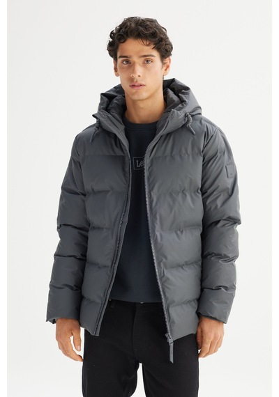 Lee Regular Fit Kapüşonlu Cepli Erkek Şişme Mont L2520263035 Gri