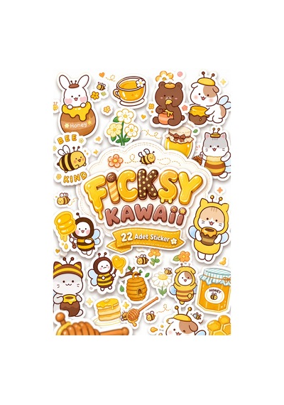 Kawaii Stili Sevimli Arı Sticker Seti - 22 Adet Etiket Çıkartma Diğer