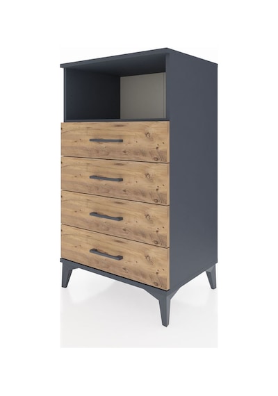 Hyperion Komodin Tek Raflı 4 Çekmeceli 60x44x106 Antrasit-çam Antrasit