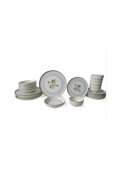 Keramika Rose Line Yemek Takımı 24 Parça 6 Kişilik 22909-10-11 Çok Renkli