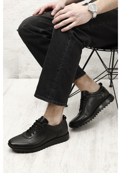 Gönderi(R) Erkek Siyah Hakiki Deri Bağcıklı Sneaker Ddma35431103 Siyah