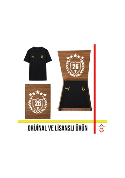 Galatasaray Lisanslı Puma Logo Ve Armalı Siyah 26 Şampiyonluk Ahşap Kutulu T-shirt 78290711