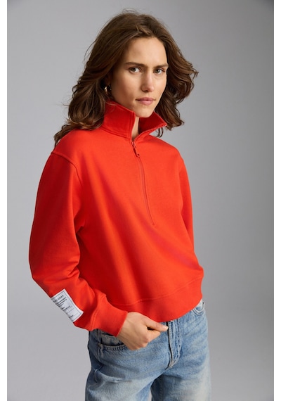 Ethıquet Saılenıs Kadın Yumuşacık Içi Şardonlu Organik Pamuk Yarım Fermuarlı Regular Kırmızı Sweatshirt