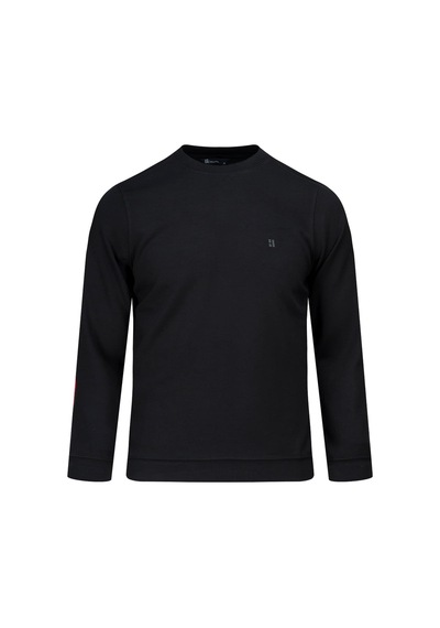 Hatemoğlu Siyah Regular Fit Bisiklet Yaka Sweatshirt