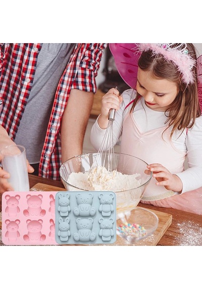 3 Boyutlu Mini Sevimli Ayı Şeklinde Silikoz Buz Kalıbı Çok Renkli