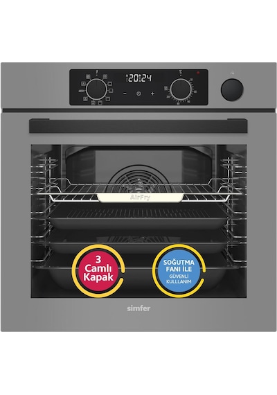 Simfer 8246 11 Fonksiyon Steam Master Ankastre Fırın Gri Cam Dijital