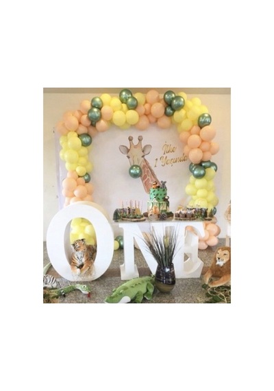 100 Adet Somon Yeşil Sarı Özel Gün Konsept Balon Zinciri Mix