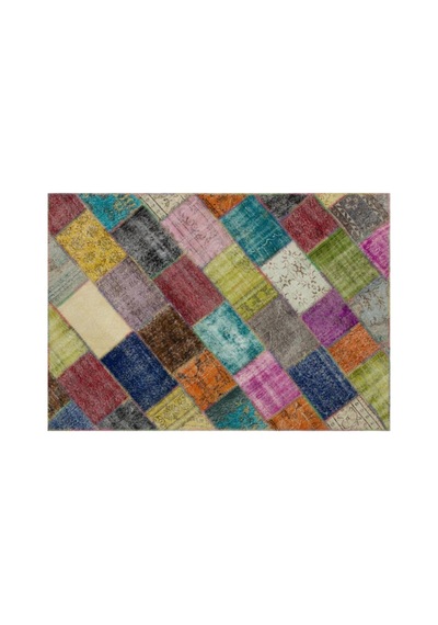 El Dokuması Patchwork Vintage Yün-pamuk Multi Naturel Halı 21626 160 X 233 Cm Çok Renkli