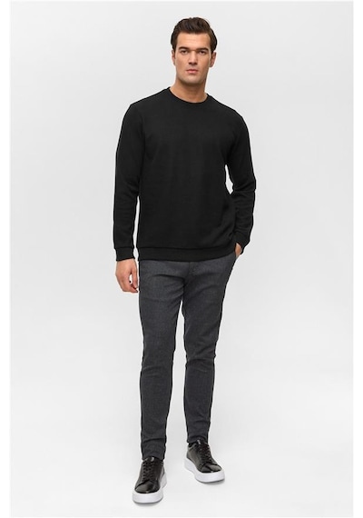 Süvari Siyah Regular Düz Bisiklet Yaka Sweatshirt Sw2013700013-s09 Siyah