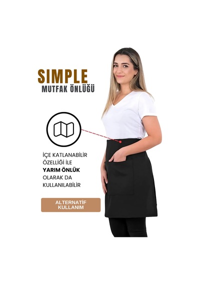 Sevilya Simple Ayar Askılı Mutfak Önlüğü Siyah