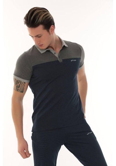 Erkek Polo Yaka T-shirt Takım Royal