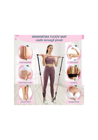 Ayarlanabilir Pilates Bar Seti, Kapı Askılı Çantalı Egzersiz İmkanları Altın