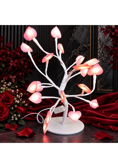 Yılbaşı Ağacı Pembe Kalpli Yılbaşı Dilek Ağacı 220v Fişli 40 Cm Pembe Kalpli Gün Işığı Led Işıklı
