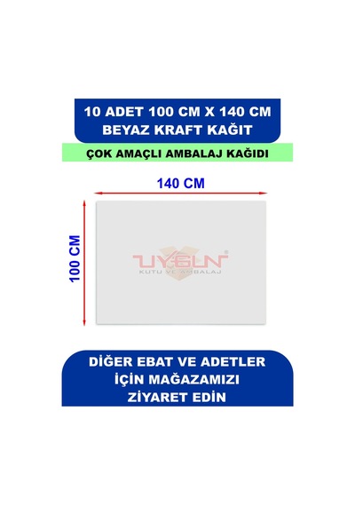 10 Adet 100cm X 140cm 120 Gr. Çift Yönlü Beyaz Kraft Ambalaj Kağıdı, Hediye, Çeyiz Paketleme, Çocuk Etkinlik Kağıdı