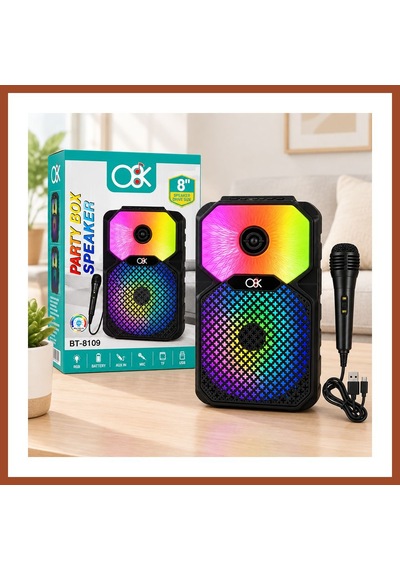 Bezos 8 İnç Bluetooth Mikrofonlu Karaoke Hoparlör Şarjlı, Rgb Pro