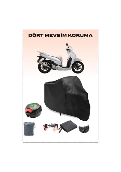 Siyah Honda Sh 300 Arka Çanta Uyumlu Motosiklet Branda Su Geçirmez Dayanıklı Kumaş