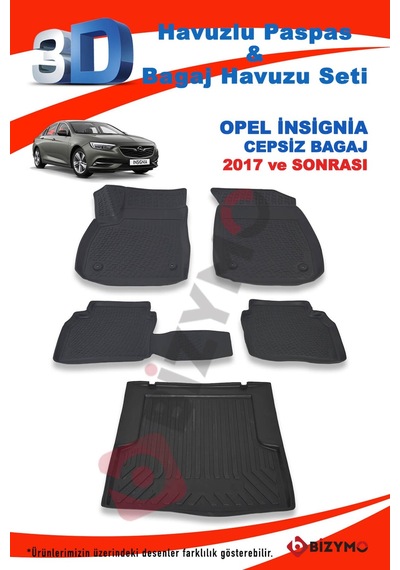 Opel İnsignia Cepsiz 2017 ve Sonrası Paspas ve Bagaj Havuzu Seti Siyah