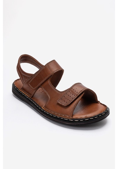 Dericlub Erkek Bantlı Sandalet Gerçek Deri Dc 1215 Taba